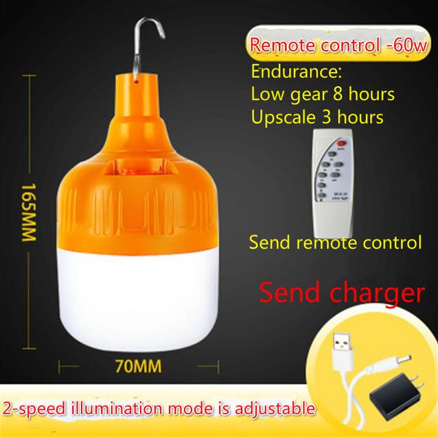 Remote control USB charging 18650 lithium battery LED emergency light wireless camping light tent chandelier barbecue light: B