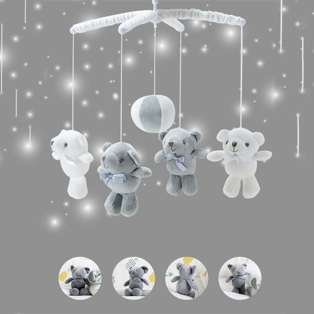 Baby Speelgoed Witte Rammelaars Beugel Set Wieg Mobiele Bed Bel Speelgoed Houder Arm Beugel Hugs Wind-Up Muziek box Ontwikkelen Speelgoed