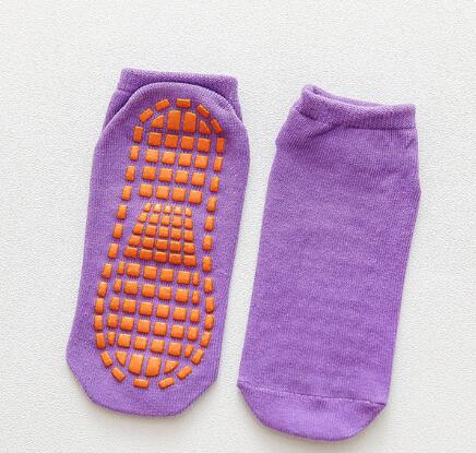 Antislip Vloer Van Trampoline Sokken 'S Pretpark Indoor/Rubber Katoen Peuter Kids Kinderen Jongen Meisje Korte sokken Effen: Light purple nonslip