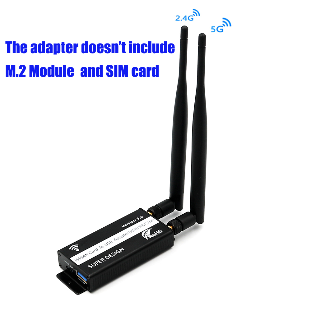 External Network Card NGFF (M.2) to USB 3.0 Wireless Wifi Adapter with SIM Card Slot for WWAN/LTE/4G Module