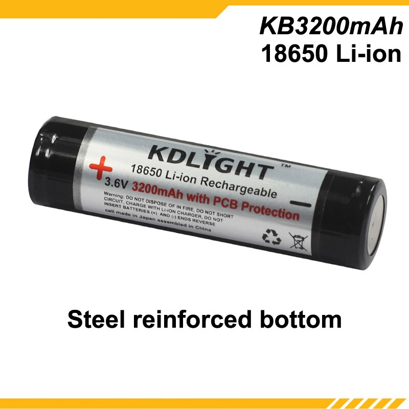 Kdlight  kb3200 mah 3.6v 3200 mah genopladeligt li-ion 18650 batteri med pcb