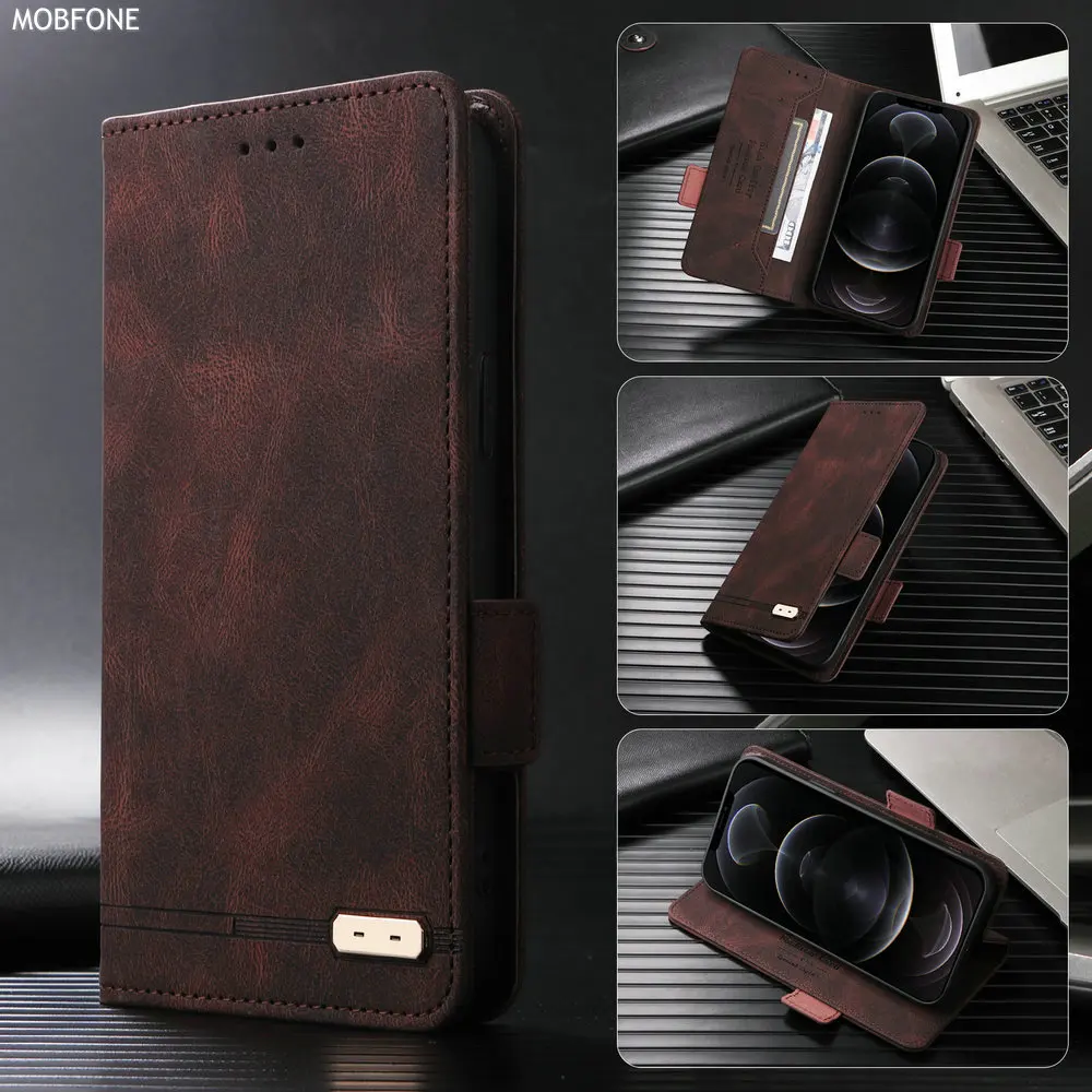 Realme GT 6 6T NEO 6 SE Flip Case Luxury Skin Texture Leather Wallet Book Full Cover For Realme GT6 GT6T Neo6 SE Phone Bags: Nylon / Coffee