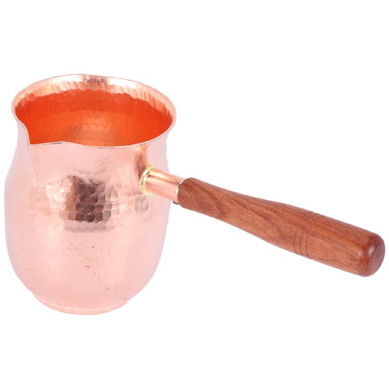Juego de té y café hechos a mano de cobre puro, cafetera árabe griega turca con mango de madera, Ibrik para Barista