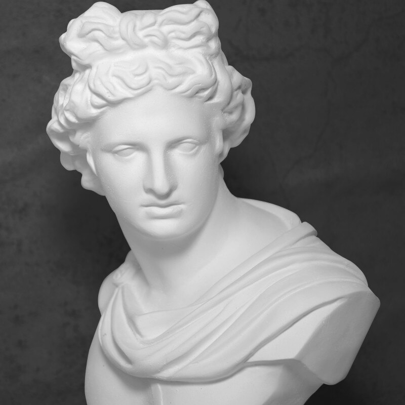 Apollo hoved portrætter buste gips græsk mytologi adelos statue hjem dekoration harpiks kunst håndværk skitse praksis  wf1019