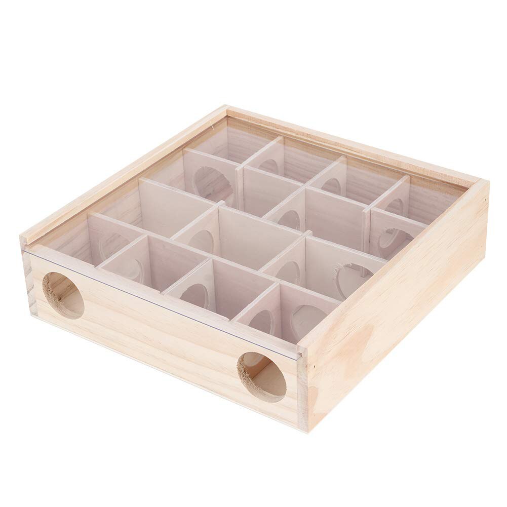 Laberinto de madera Natural para hámster, túnel interactivo para mascotas pequeñas, cubierta de visión, juguete inteligente, laberinto con entrenamiento de hámster