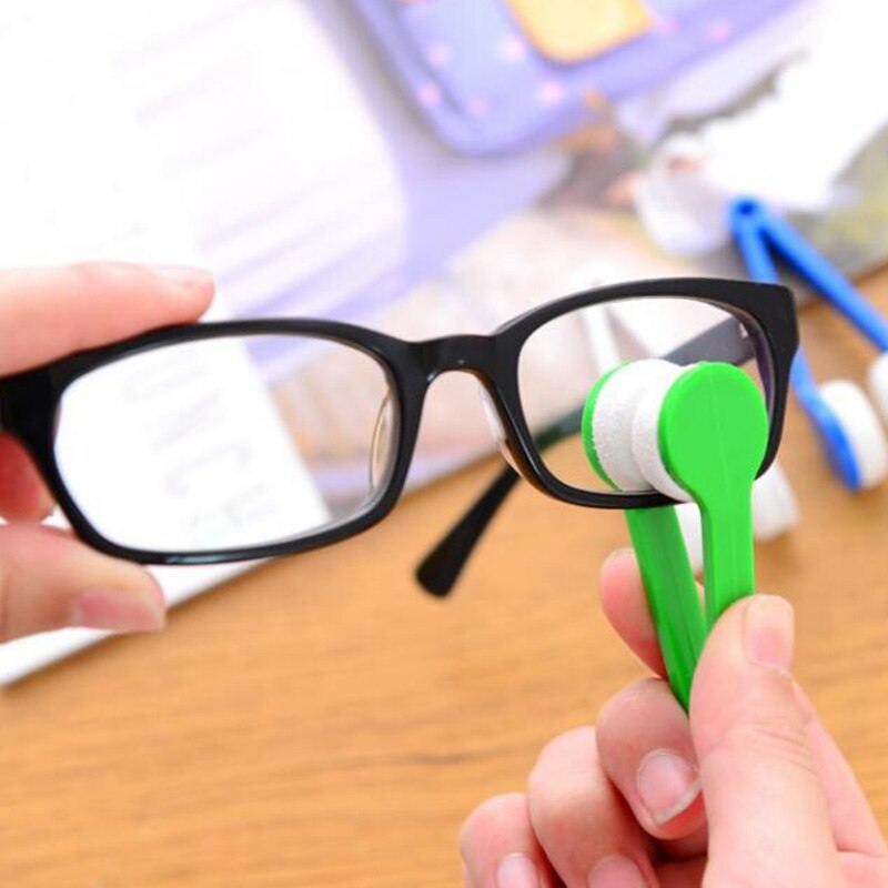 1Pc Mini Twee-Side Bril Borstel Microfiber Brillen Cleaner Bril Lenzenvloeistof Scherm Wrijven Zonnebril Clean Tool borstel