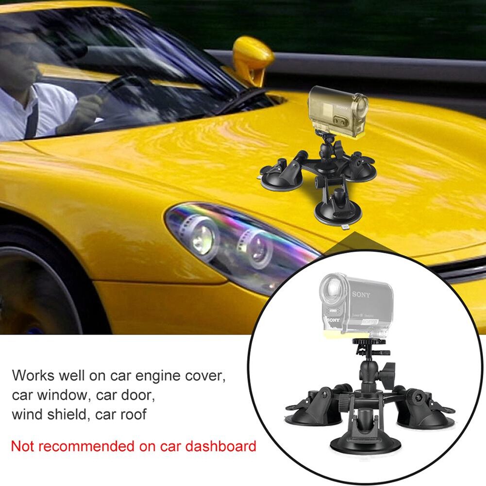 Super Tri-Cup Camera Suction Mount DSLR Action Cam Camcorder Car Wall Mount Holder for GoPro Hero 5/4/3+/3/ SJCAM