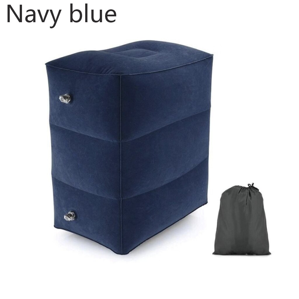 Drielaags kinderslaapkussen voor in het vliegtuig, opblaasbaar voetensteunkussen voor in de bus, kussen voor in het vliegtuig, opblaasbaar voetensteunkussen voor op reis: Marineblauw