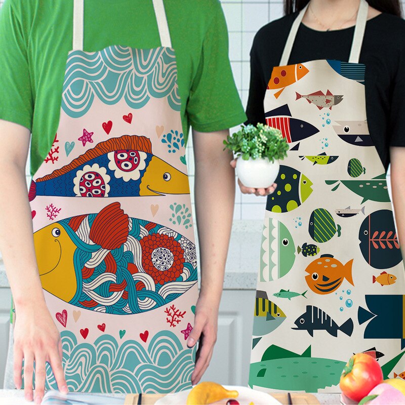 Delantales de cocina para hombre y mujer, delantal para ama de casa, a prueba de agua, de algodón, a prueba de aceite, textiles antiincrustantes para el hogar, Chef, 68x55cm