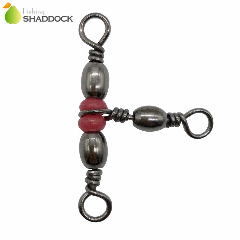 Shaddock Fishing 100pcs 3 Way Barrel Fishing Swivel Brass Fishing Hook Line Triple Swivels Connector With Beads