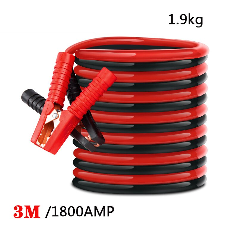 Lunda jumper batterikabler 2m 500 amp 1000 amp 2.5m 1800 amp startkabel nødhjælp til bil varevognsterminaler startkabler: 3m 1800 amp