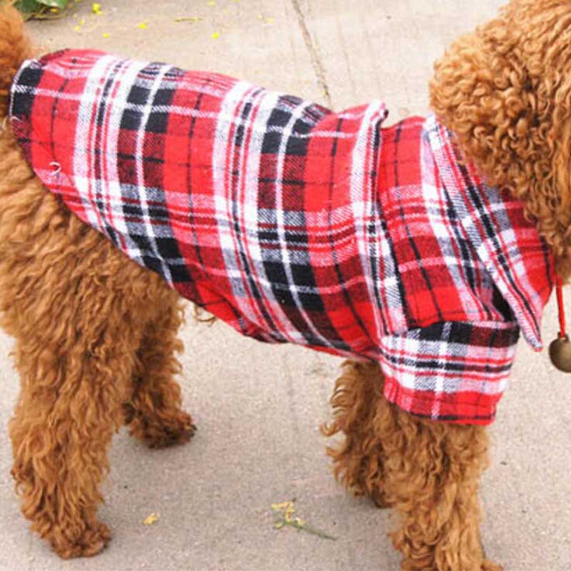 Forår kæledyr hvalp hund veste plaid stribet kæledyr t-shirt bomuld kat gitter kostumer hund efterår tøj jakke frakker