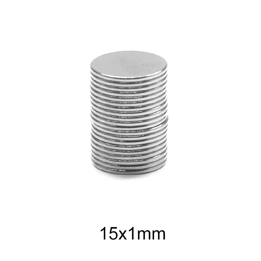 Imanes redondos potentes de 15x1mm, 15x1mm, hoja a granel de neodimio, disco magnético de 15x1mm, imán permanente de neodimio fuerte de 15x1mm, 20 ~ 300 Uds.