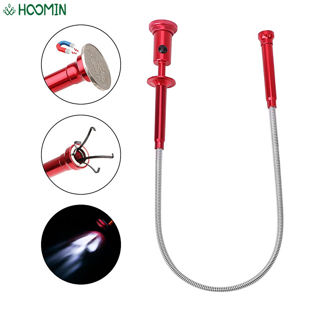 Strumenti di raccolta per la pulizia delle fogne Magnete magnetico con impugnatura a molla lunga + 4 artigli + Strumento di raccolta flessibile con luce a portato