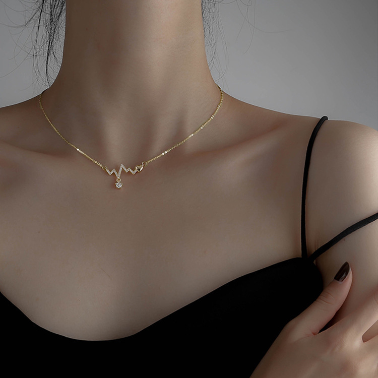 Più nuovo temperamento moda coreana semplice oro argento colore lampo catena pendente girocollo collane per le donne ragazze 1N322