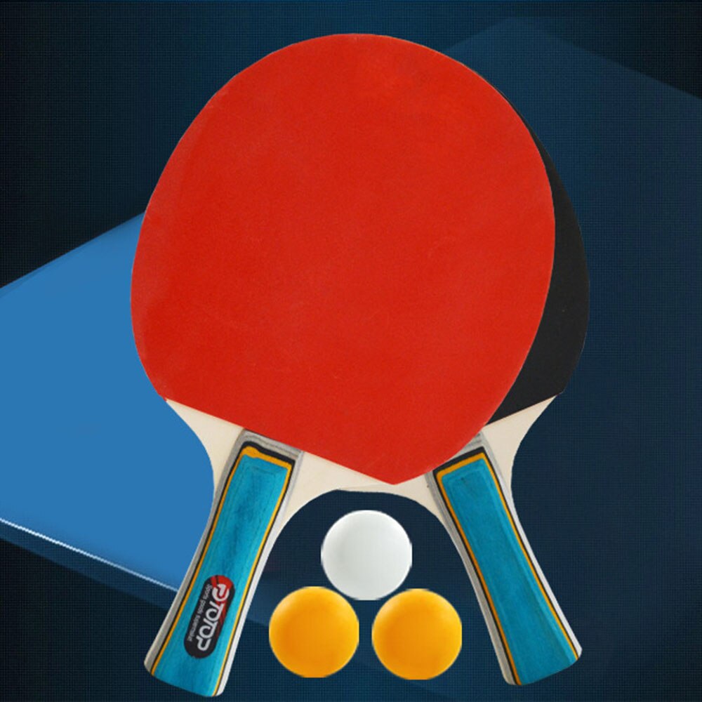 2pcs/lot Table Tennis Bat Racket Double Face Pimples In Long Short Handle Ping Pong Paddle Racket Set With 3 Balls