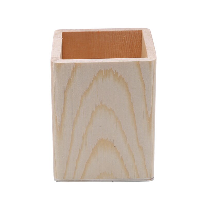 Multi-function Bamboo Made Desk Stationery Organizer Pen Pencil Holder Storage Box Case Square Container: Square