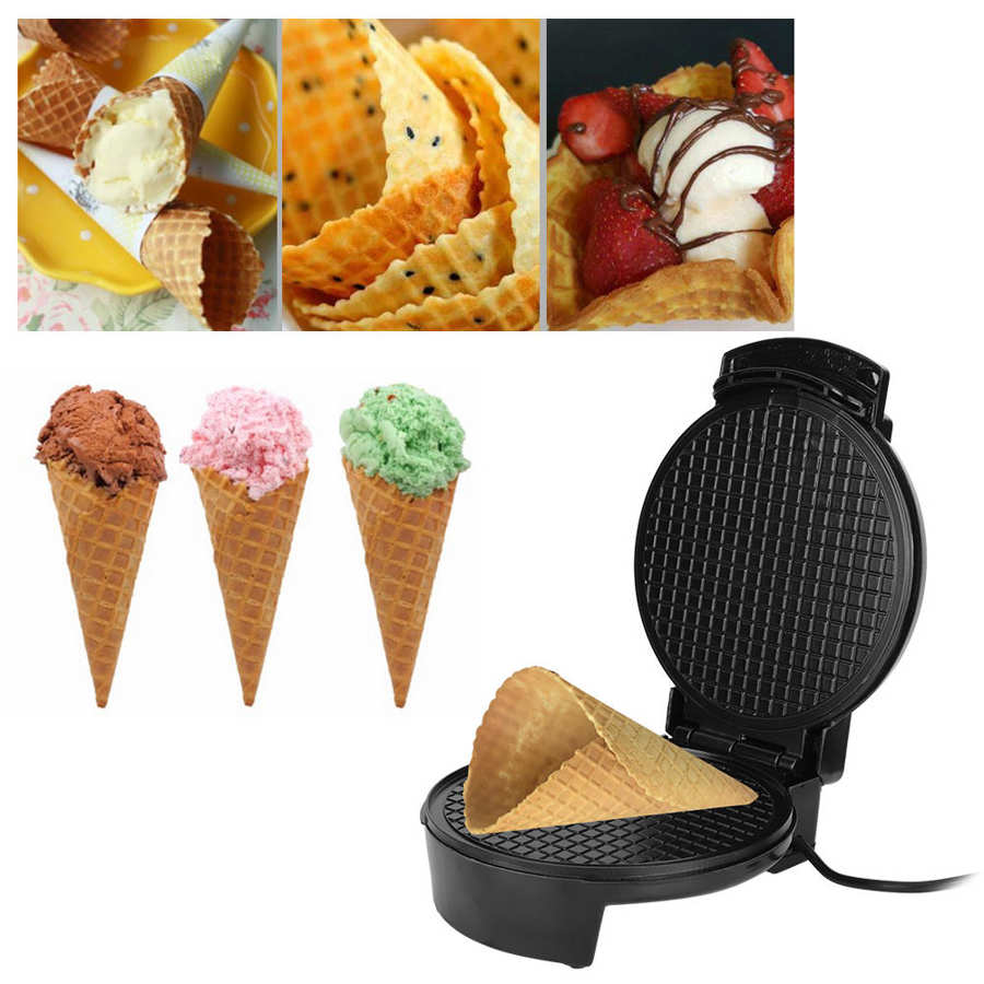 Electric Egg Roll Maker Cone Crispy Omelet Sandwiches Waffle Baking Pan DIY Ice Cream Machine Double-sided Crepe Maker EU 220V