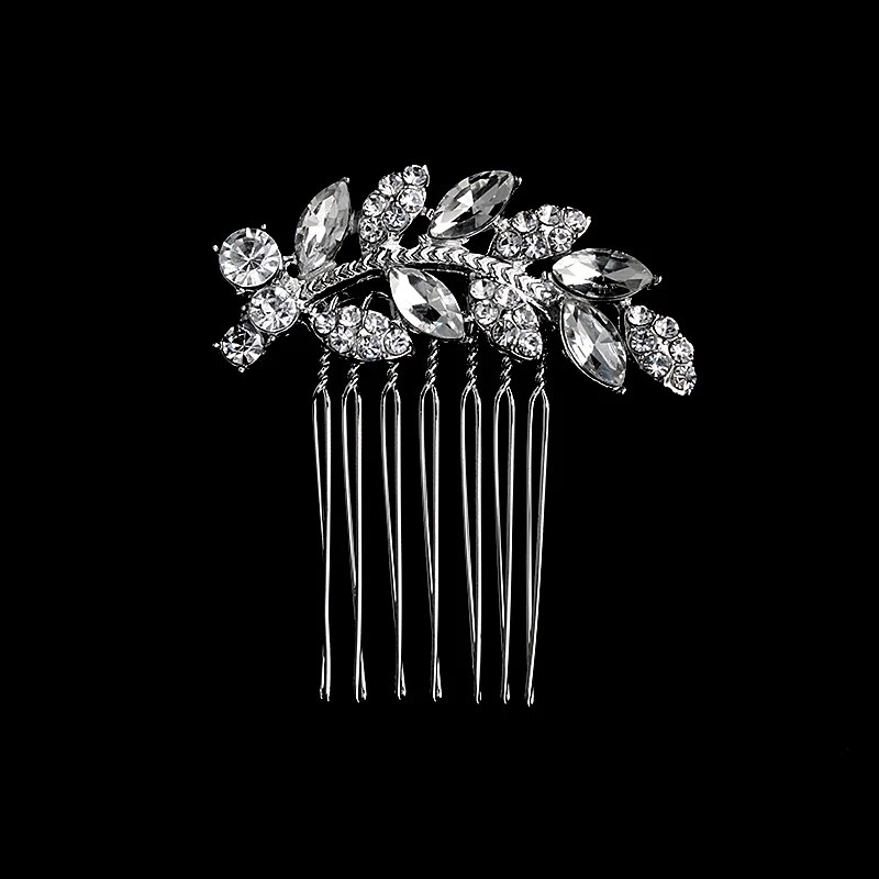 Peineta para el pelo de novia con perlas de cristal, tocado con diamantes de imitación, pinza para el pelo para novia, diademas, accesorios, joyería: Rosa