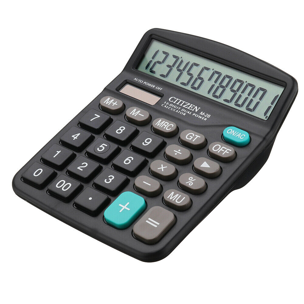 Solar Battery Desktop Calculator Basic 12-Digit Large Display Office Business