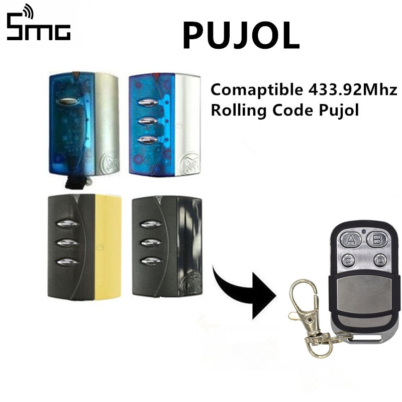 estilo PUJOL 433,92 mhz, transmisor de control remoto con código giratorio para puerta de garaje, duplicador de control remoto inalámbrico para cerradura de puerta