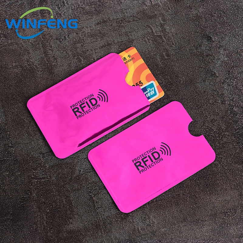 5Stck Aluminium Folie Anti RFID Karte Halfter NFC Blockierung Leser sperren Ich würde Bank Karte Halfter fallen Schutz Metall Kreditkarte fallen: Rosa