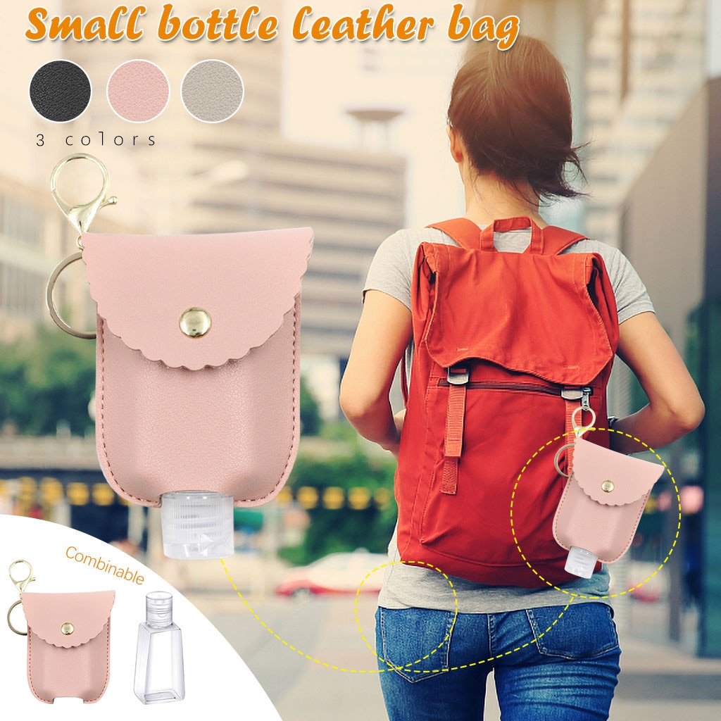 Pu Leder Schlüssel Brieftasche Reise Flasche Und Keychain Halfter Nachfüllbare Leere Flaschen Für Hand Sanitizer Schlüssel Tasche Sleutelgeval D3