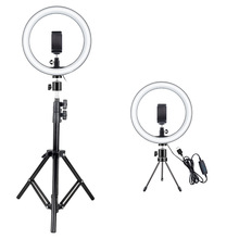 Fotografering led selfie ring ljus 26cm dimbar kamera telefon ring lampa 10 tum med bordsstativ för makeup video live studio
