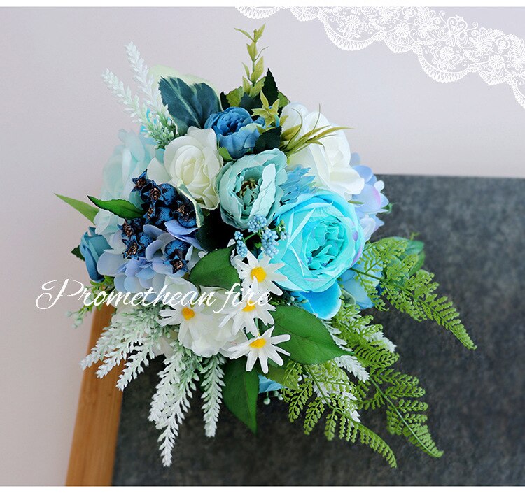 Bridal Bridesmaids Bouquets Wedding Bouquet Holder Silk Roses Artificial Flowers Wedding Bouquet White Marriage PH23