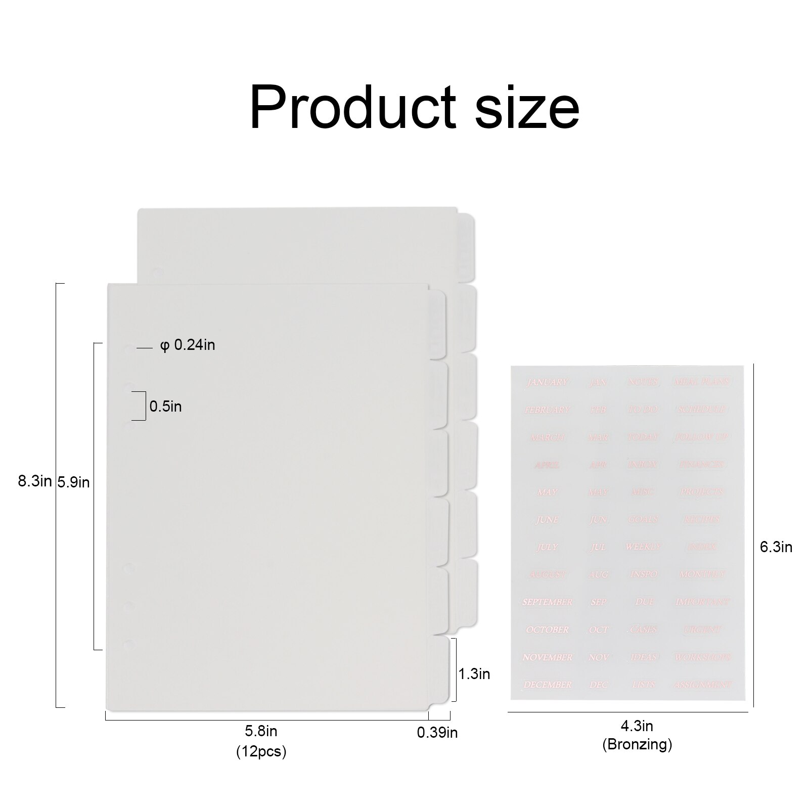 Agenda Planner Transparent Frosted A5 Ring Binder Dividers Tab Index Divider Monthly Planner Inserts 6pcs Clear Pp A5 Dividers