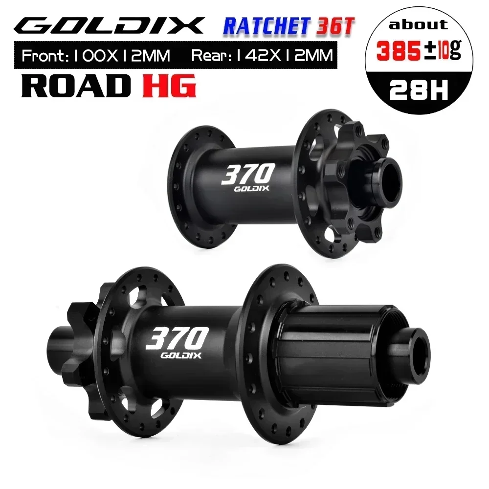 GOLDIX GDR370 ROAD Bicycle Hub 6-bolt Disc Brake Sealed Bearing J-Bend 28/32 Holes Ratchet 36T Hub for Shimano HG 11S SRAM XDR