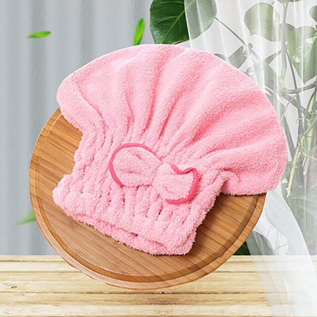 Asciugacapelli asciugatura rapida asciugamano bagno asciugatura rapida capelli turbante asciugamano asciugamano avvolgere turbante testa cappello panino asciugamano doccia attrezzo da bagno: rosa