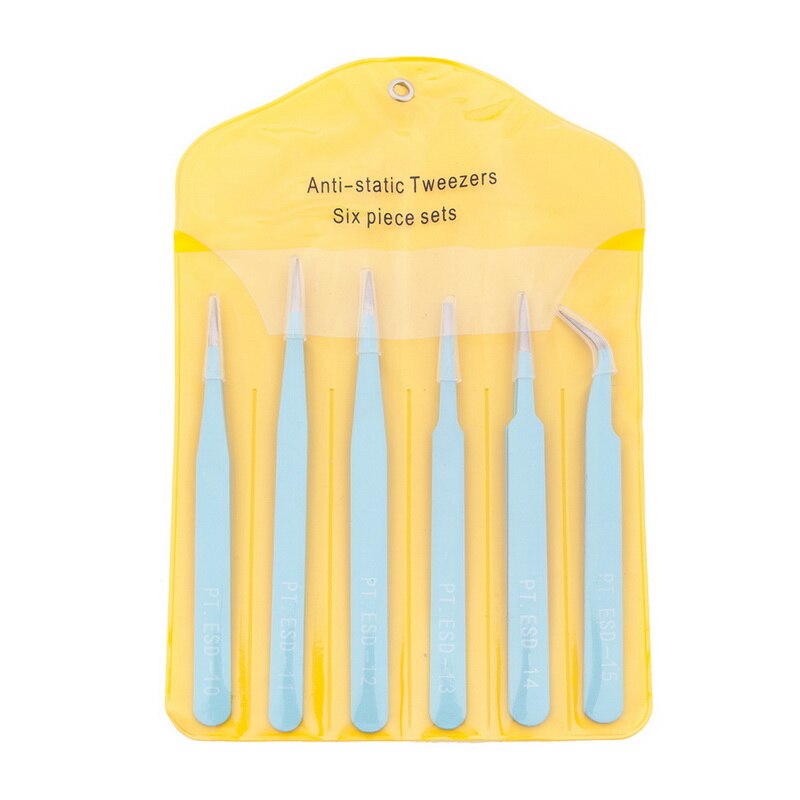 6/10Pcs ESD Tweezers Tool Set High Precision Antistatic Tip Curved Straight Nipper Repair Tool Kit Steeel Multifunction Tweezer