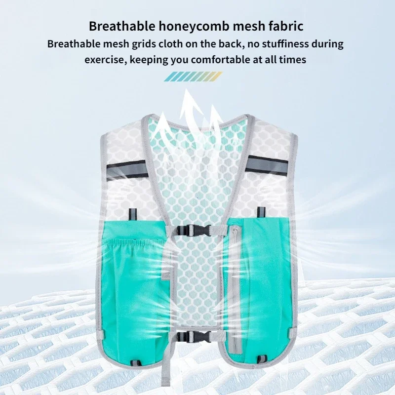 Weste zur Aufbewahrung von Laufwasserflaschen, leichte Laufweste, reflektierende Trinkwasser-Brusttasche mit Telefonhalter, Fahrradweste