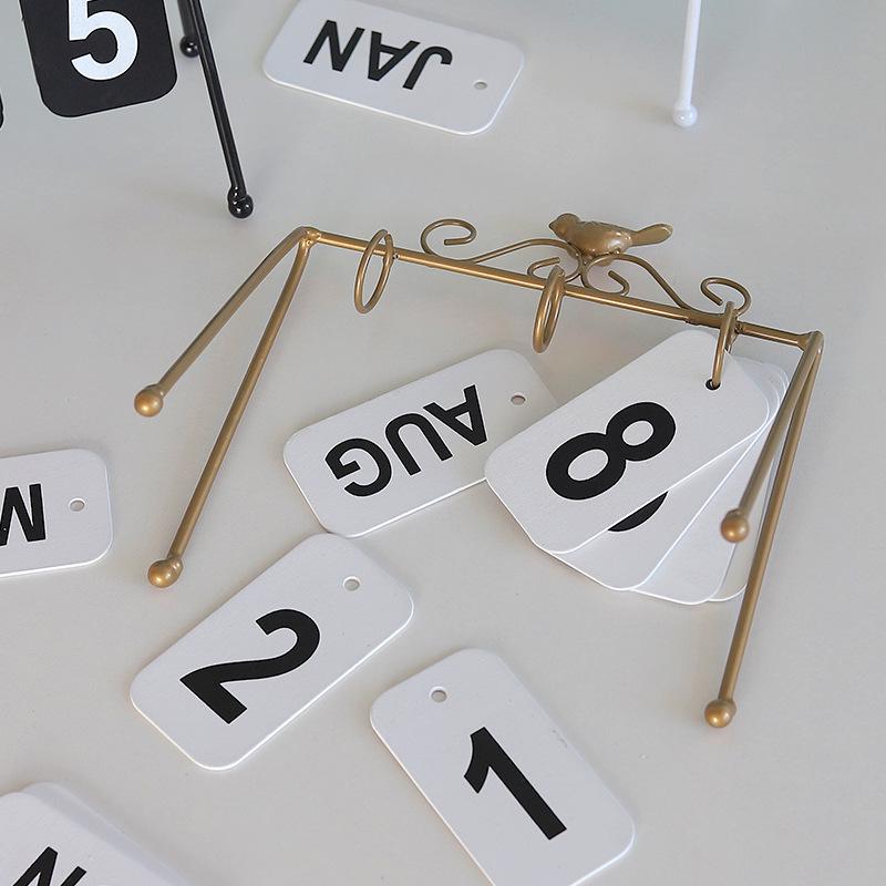 DIY Iron Bird Page Flip Calendar Decoration Crafts Perpetual Calendar Home Decoration
