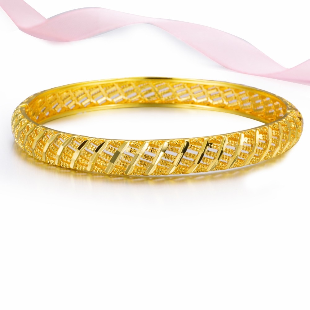 Wando 4 pièces De Mariage Couleur Or Bracelets pour Femmes Mariée Bracelets Éthiopien/france/Afrique/Dubai Bijoux (A: fermé) B: Ouvert