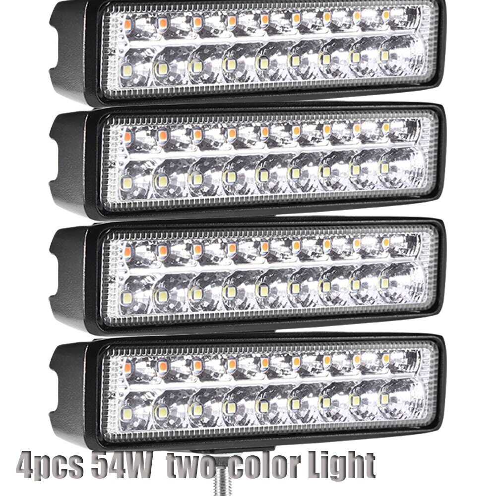 LED Scheinwerfer 12-24V Für Auto Motorrad Lkw Boot Sattelzug Offroad Arbeits Licht LED Arbeit Licht Scheinwerfer: 4pcs 54w two-color