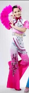 Oude Plus Size Blauw Roze Groen Yangko Jurk Traditionele Chinese Dans Kostuums Roupa Oosterse Dans Kostuums