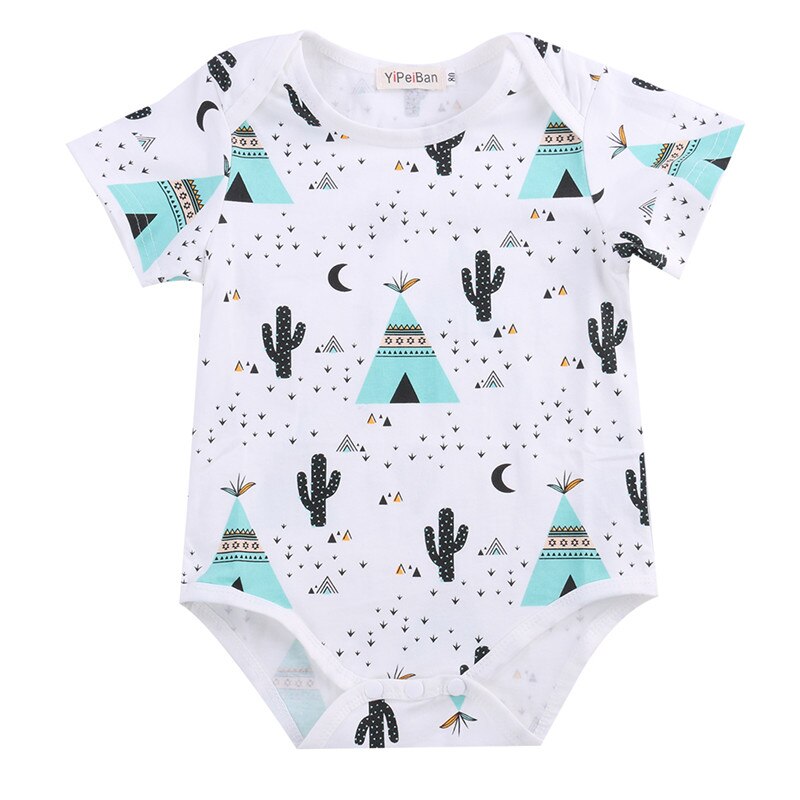 Summer baby boys clothes pineapple cactus pattern short sleeve infant cotton jumpsuit newborn baby girl rompers