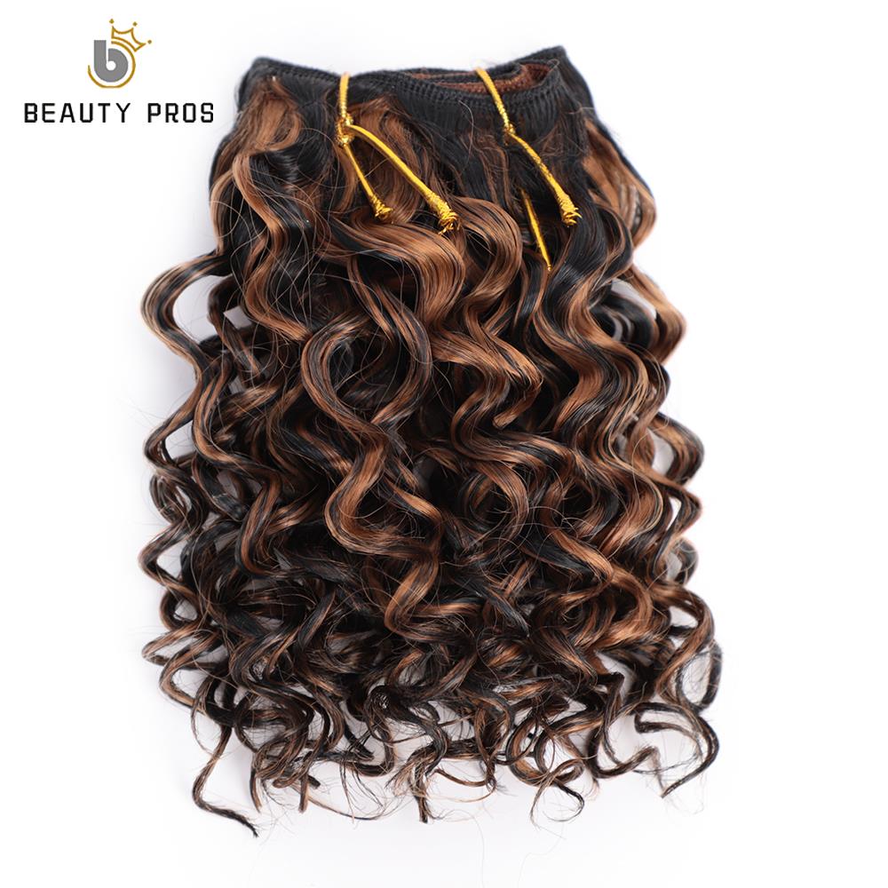 Short Afro Kinky Curly Hair Weave High Temperature Synthetic Color mixing Jerry Curl Hair Extensions100g/ Pack Hair Weavings: M30