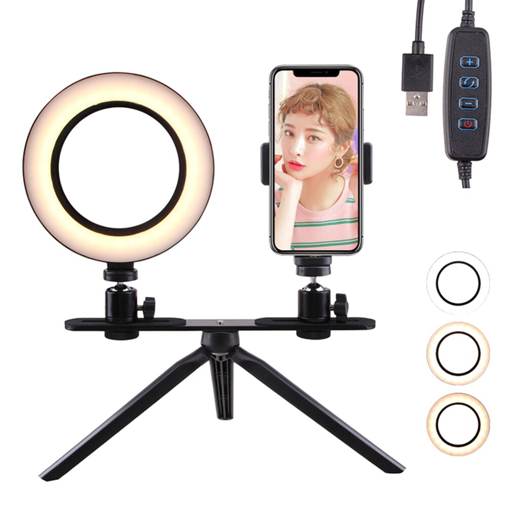 Photographie miroir de maquillage à LED Selfie lumière 160MM Dimmable appareil photo téléphone maquillage lampe flexible avec trépieds de Table pour ancres en direct