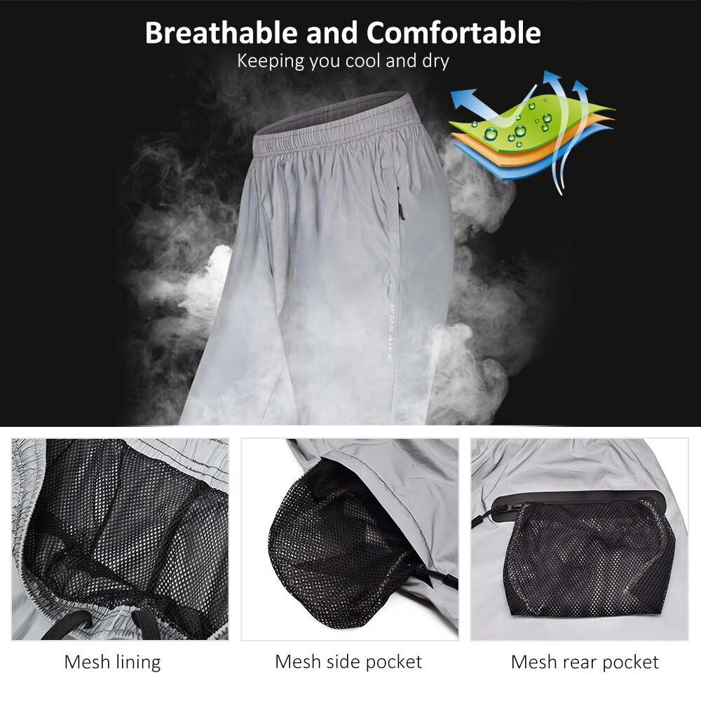 Men Reflective Workout Pants Outdoor Night Sports Active Pants for Cycling Running Walking Jogging