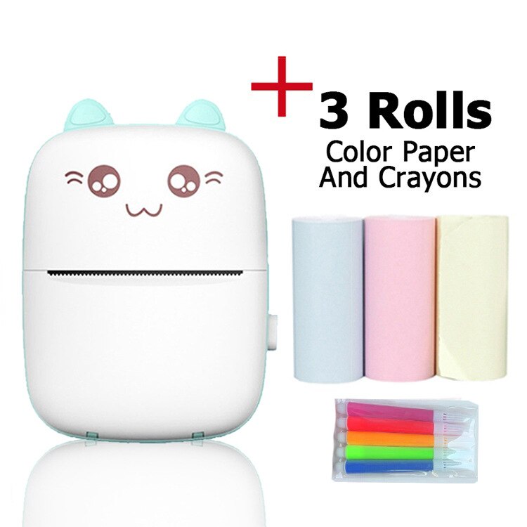 Draagbare Thermische Printer Draadloze Mini Kat Print Foto Pocket Thermische Label Printer 58Mm Printing Bluetooth Android Ios Printers: Package 5