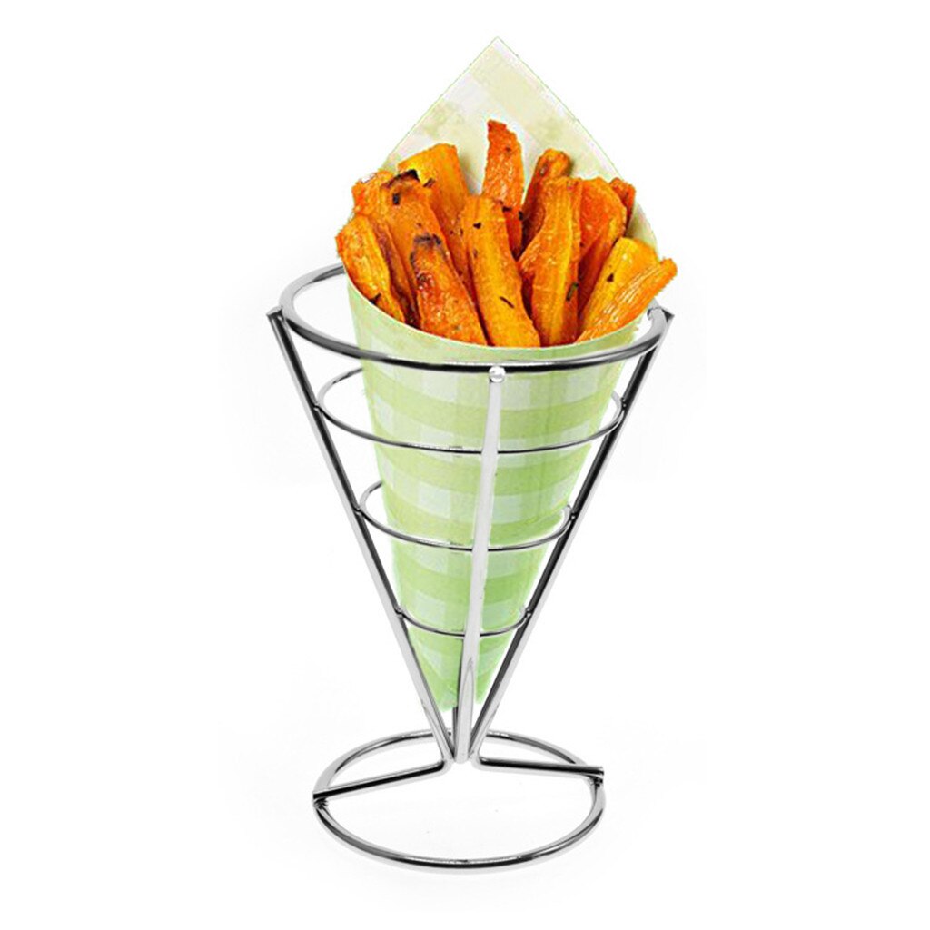 Kitchen Serving Tool Snack Cone Stand & Dip Holder For Chips Finger Food Sauce White Fries Dip and Cone Cup Snack Holder Servin