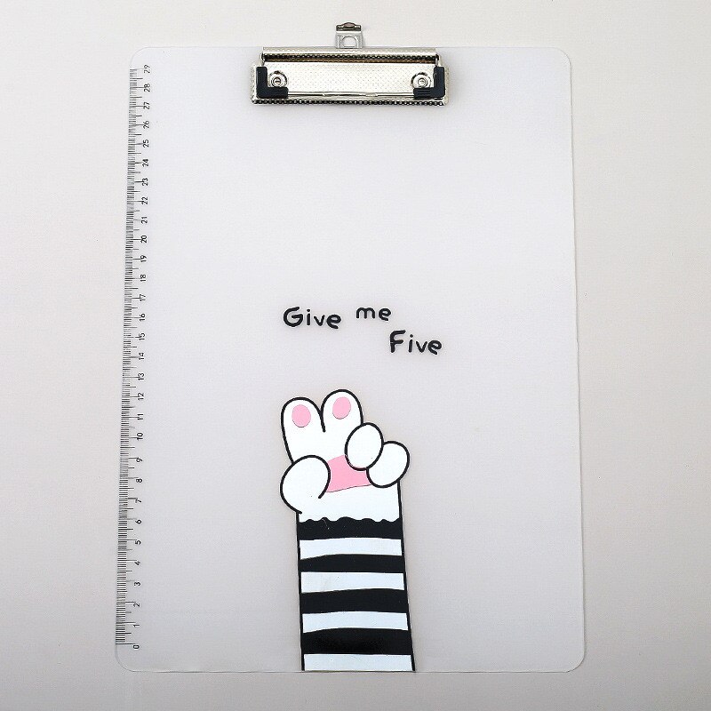 Cute Transparent A4 Clipboard Writing Pad With Metal Hook Plastic File Folder Document Holders School Office Stationery Supplies: 03