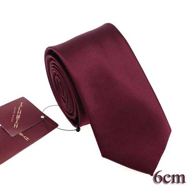 Huishi 6cm og 8cm ensfarvet vin herre smal vandtæt vin slips jacquard vævet forretning bryllup slips til mand slips: Tp -27