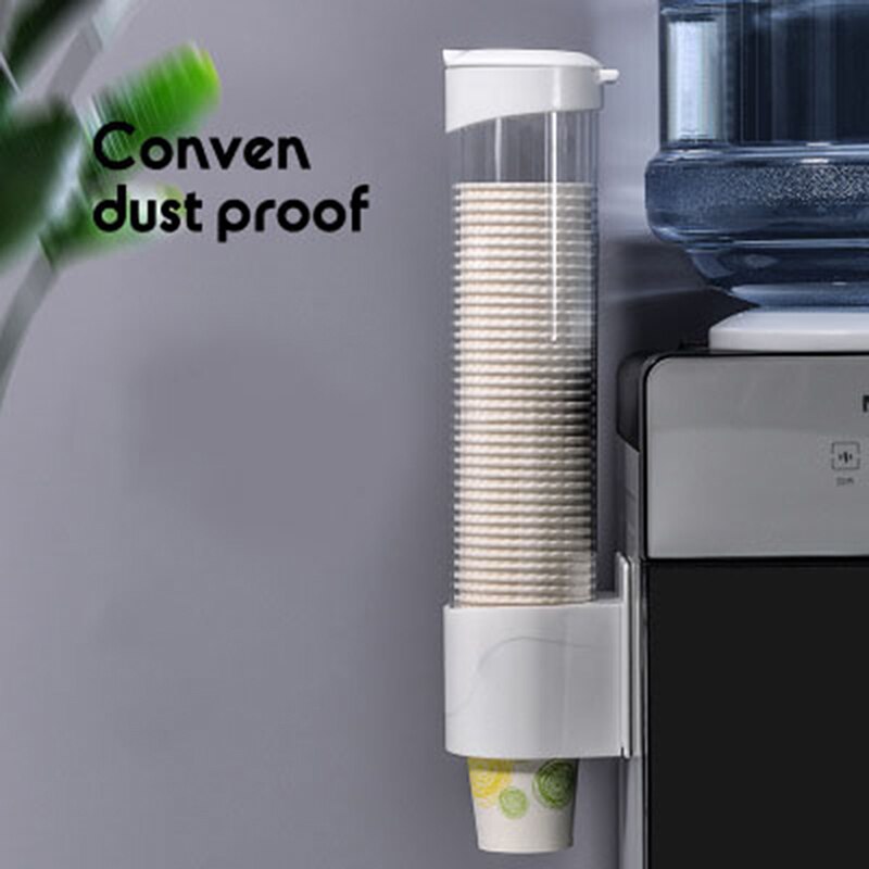 Disposable Paper Cups Dispenser Plastic Wall Mounted Automatic Cup Storage Rack