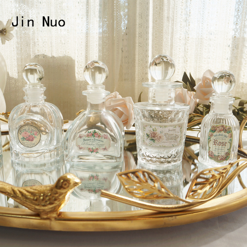 Bouteille de parfum vide en verre de cristal, étiquette palais rétro, décoration pour coiffeuse, bocaux, accessoires pour la maison
