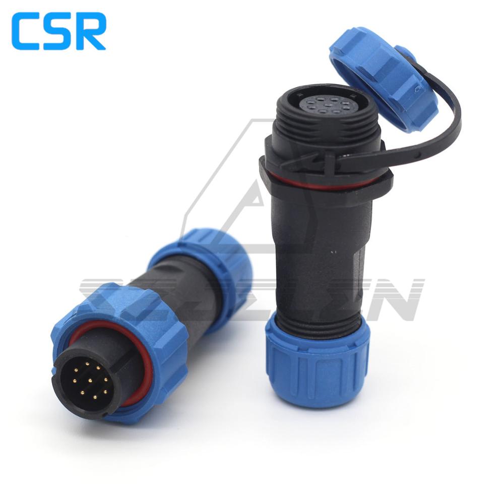 SP13 9pin waterproof plug and socket, LED power cable outdoor connectors, 9 pin Air connector hanging cable connector,IP68