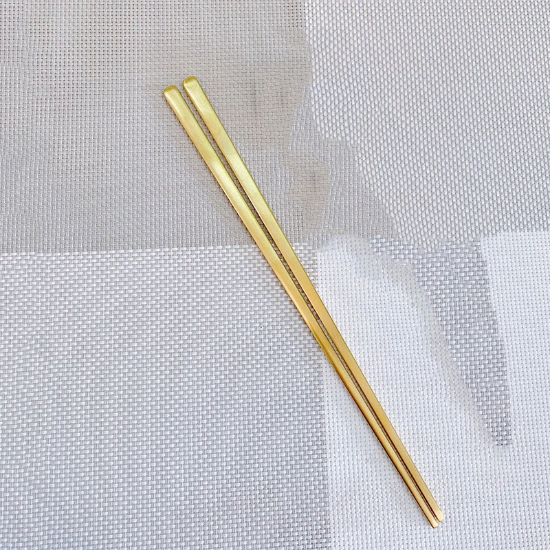 Stainless Steel Chopsticks Korean Spoon Set Flat Brushed Solid Gold-Plated Tableware: black